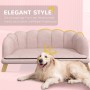 Rosa PawHut Hundesofa aus Polyester mit Hund darauf, elegante Hundecouch für mittelgroße bis große Hunde.