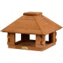 Dobar Vogelhaus Blockhaus aus braunem Kiefernholz, viereckig, mit schützendem Holzdach. 37x37x26 cm.