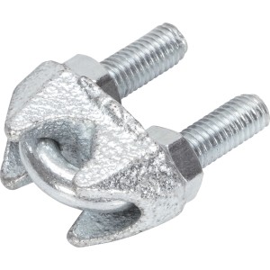 Verzinkte Seilklemme, 11 mm Durchmesser, zum Verbinden von Draht- und Faserseilen.