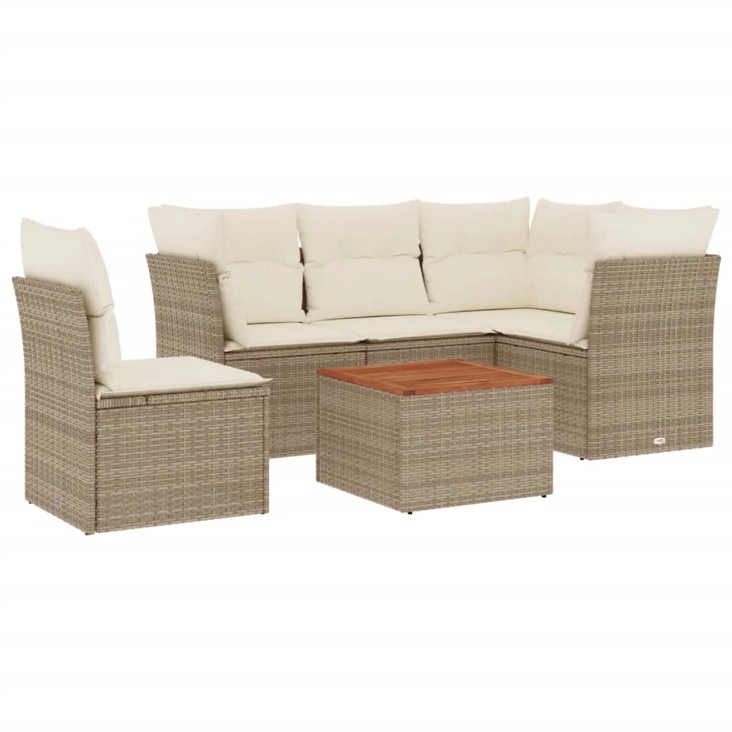 vidaXL 6-Tlg Garten-Sofagarnitur mit Kissen Beige Poly Rattan 3255974 günstig online kaufen