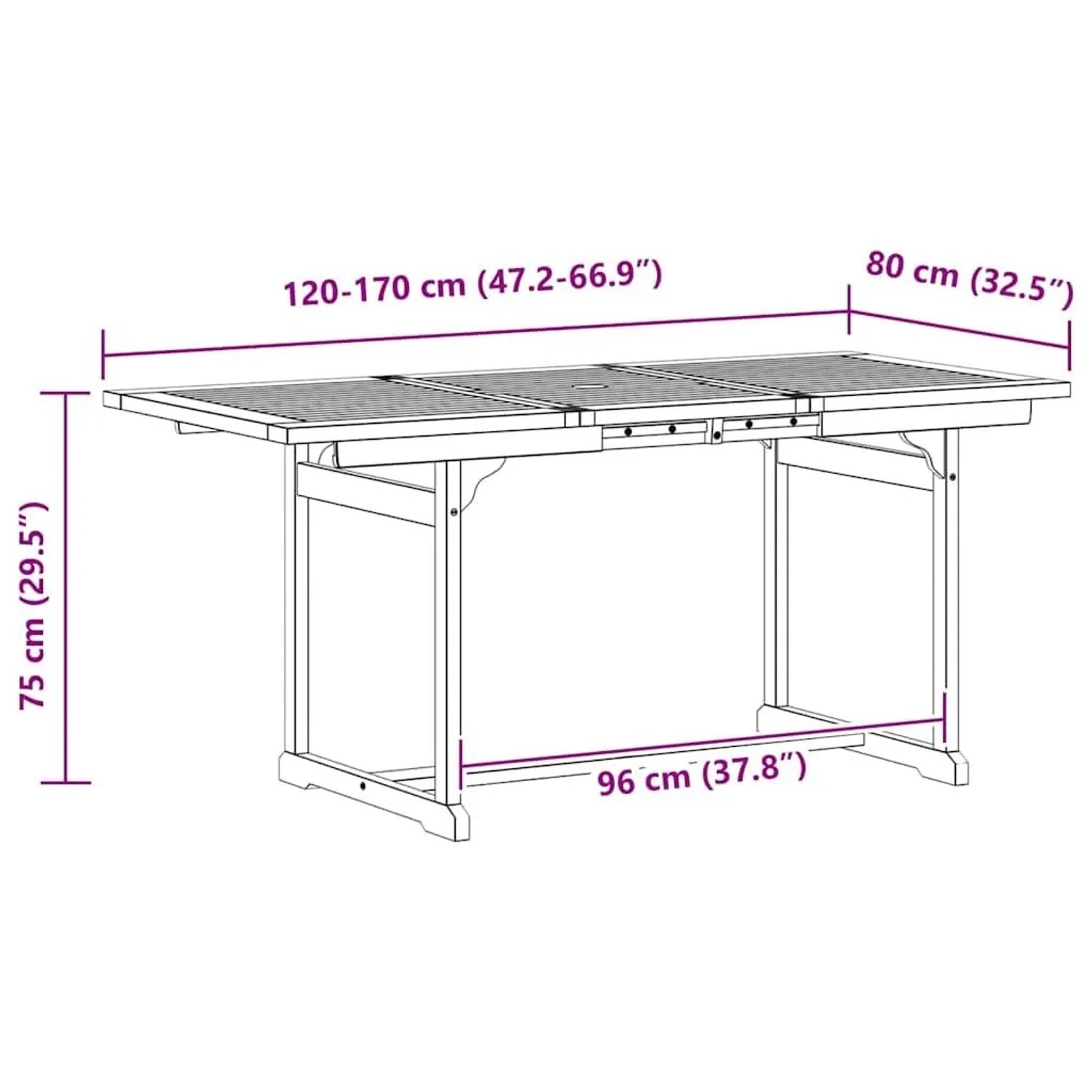 DELUKE Garten-Esstisch VEGO Grau 120-170x80x75cm Massivholz Akazie Eckig Gartentisch Holz Klappbar Outdoortisch Terrassentisch_8