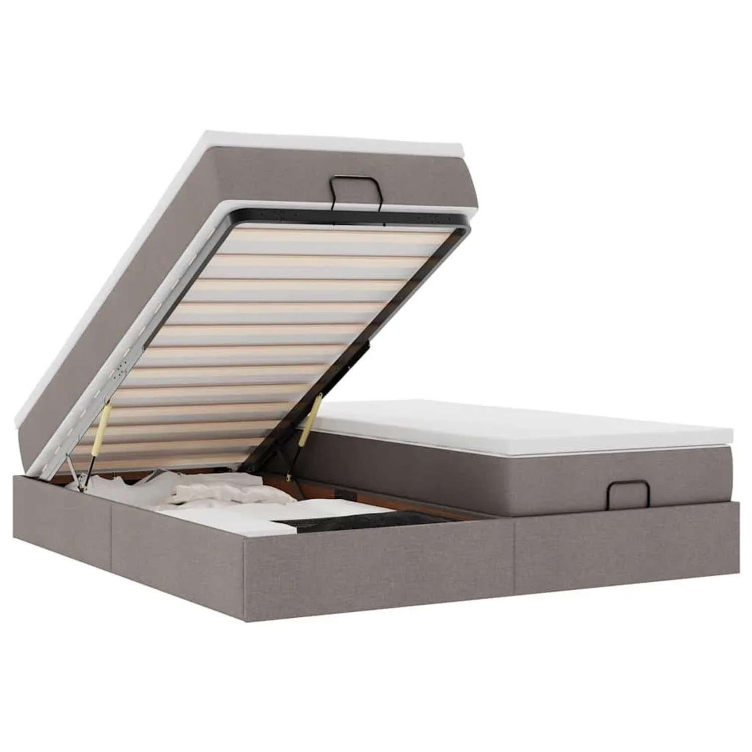 vidaXL Ottoman-Bett mit Matratzen Taupe 180x200 cm Stoff 3311245