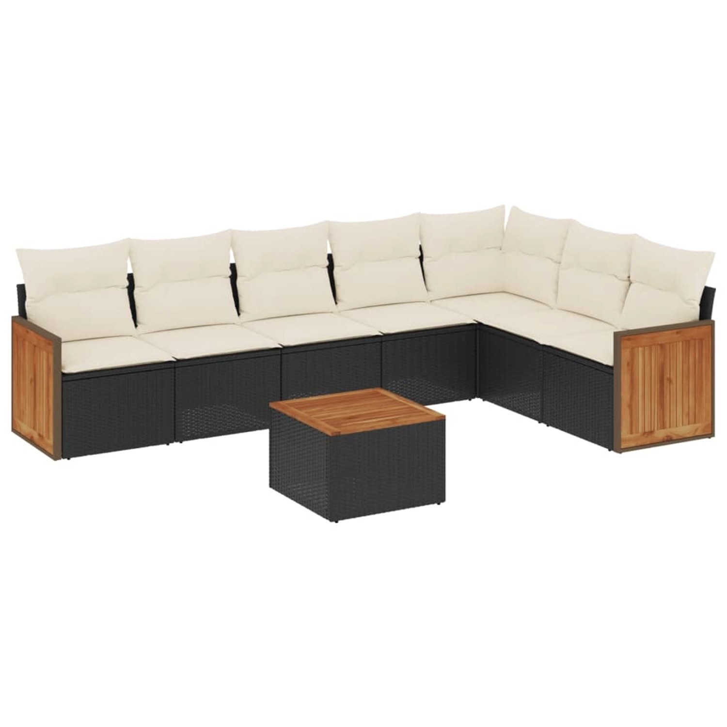 vidaXL 8-Tlg Garten-Sofagarnitur mit Kissen Schwarz Poly Rattan 3227715