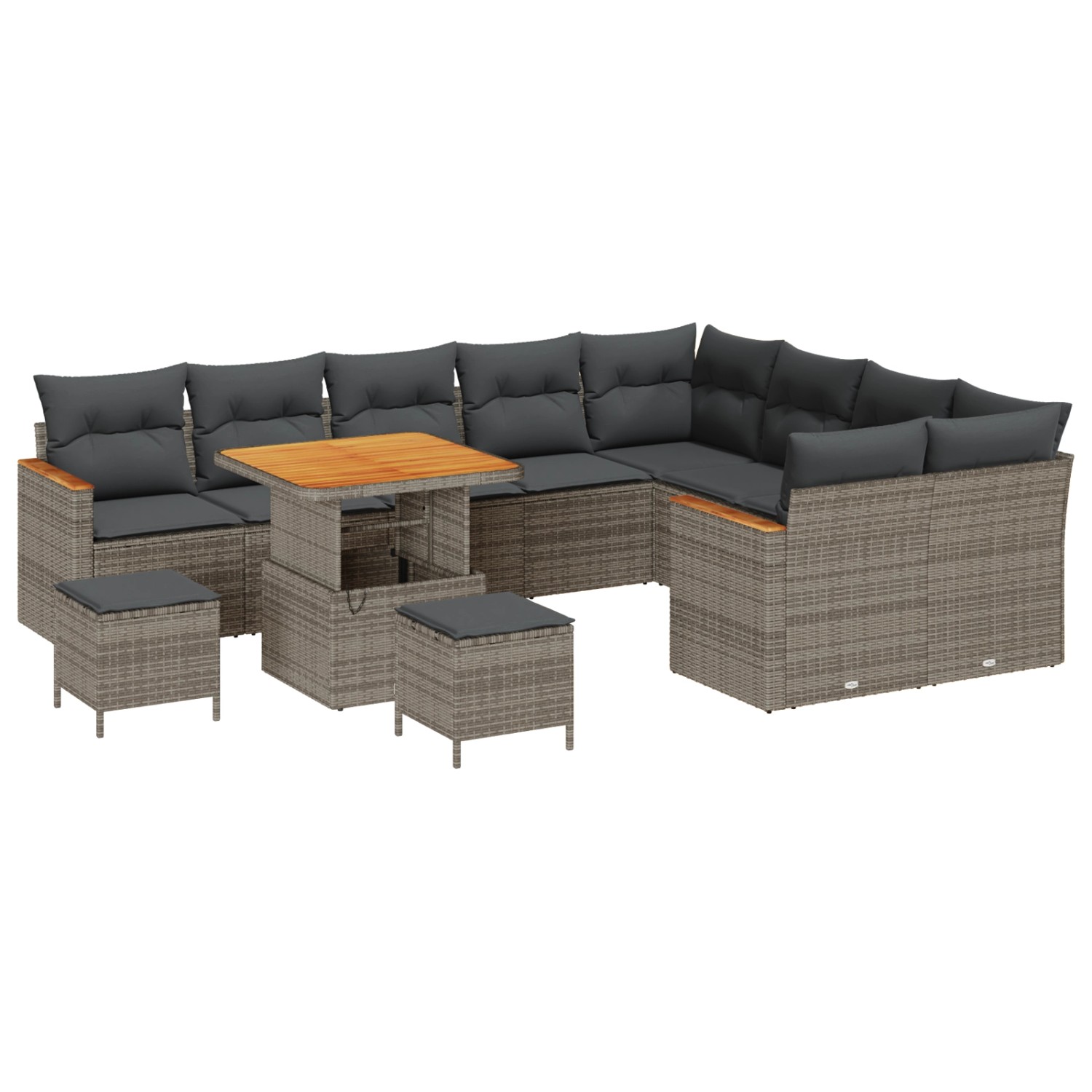 vidaXL Garten-Sofa-Set mit Kissen 12-Tlg Grau Poly Rattan 3363083 günstig online kaufen
