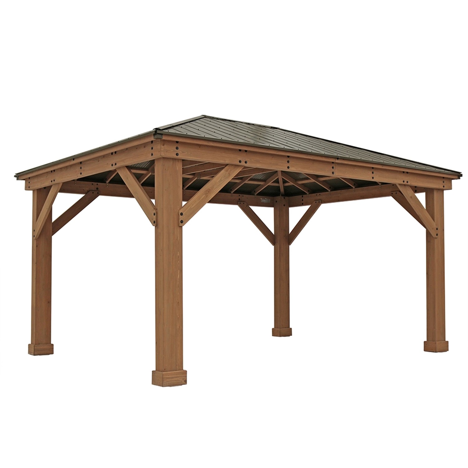 Westmann Holz Pavillon Devon, 371x490 cm, mit Aluminium-Dach und stabilen Holzpfosten.