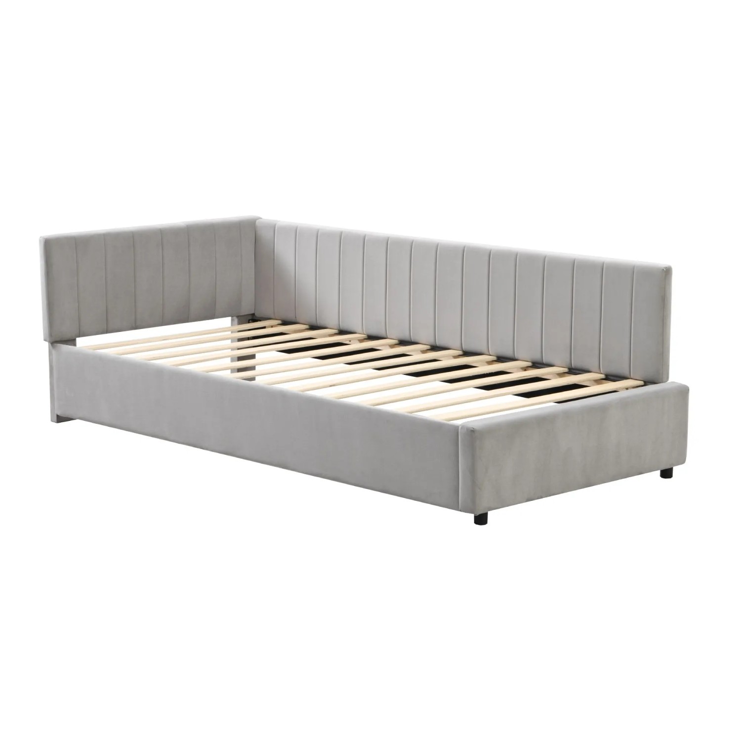 KOMHTOM Gepolstertes Schlafsofa 90x200  Multifunktionsbett Mit Lattenrost  Weicher Samtbezug  Grau