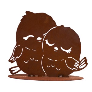 Ferrum Art Design Vogelpärchen Deko-Figur aus Metall in Rost-Optik für den Garten.