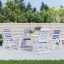 4er Set Hochlehner-Auflagen blau-weiß gestreift für Gartenstühle.