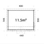 Grundriss Palmako Gartenhaus Claudia Pent 400x300 cm, Holz-Gartenhaus mit 11,5 m² Fläche.