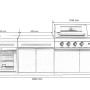 Buschbeck Outdoorküche King Range, 282 cm breit, mit Grill, Spüle und Kühlschrank.