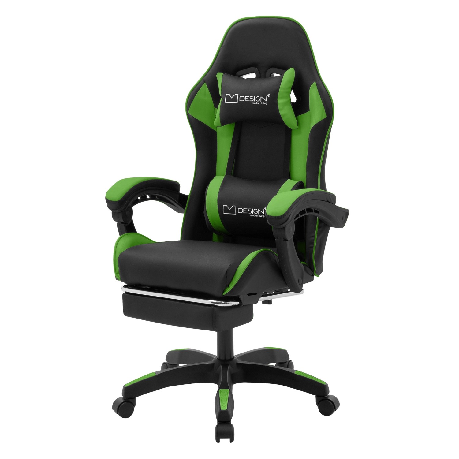 ML-Design Gaming Stuhl mit Fußstütze Schwarz-Grün aus Kunstleder günstig online kaufen