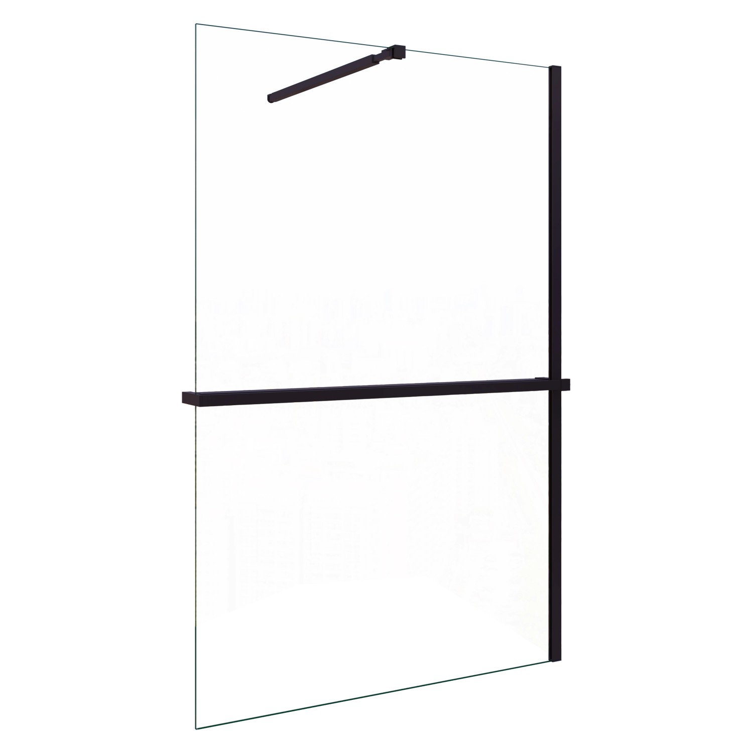 AICA Walk In 120x200cm Schwarz Duschwand mit Stabilisator 8mm NANO ESG-Glas günstig online kaufen
