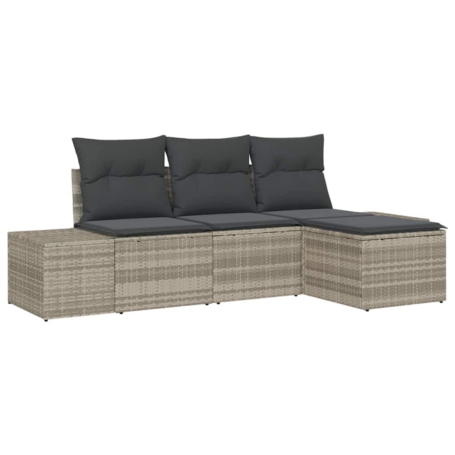 vidaXL Garten-Sofa-Set 4-Tlg Hellgrau Poly Rattan 3347012 günstig online kaufen