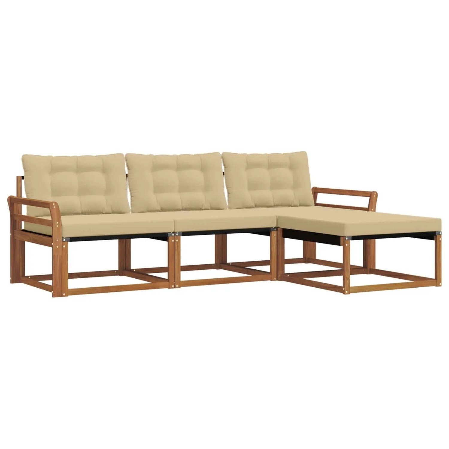 vidaXL Outdoor-Sofagarnitur mit Kissen 4-Tlg Natur und Beige 3369340