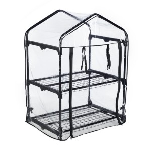 Relaxdays Balkongewächshaus Stahl Kunststoff Schwarz Transparent 2 Ebenen 94 cm x 69 cm x 49 cm 2,2 kg