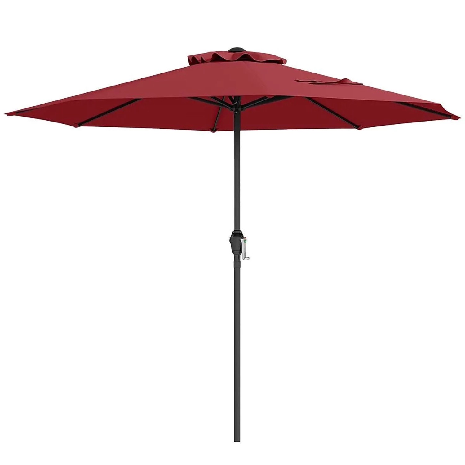 COSTWAY Sonnenschirm 250 cm Gartenschirm mit Kurbel und 8 Rippen Rot