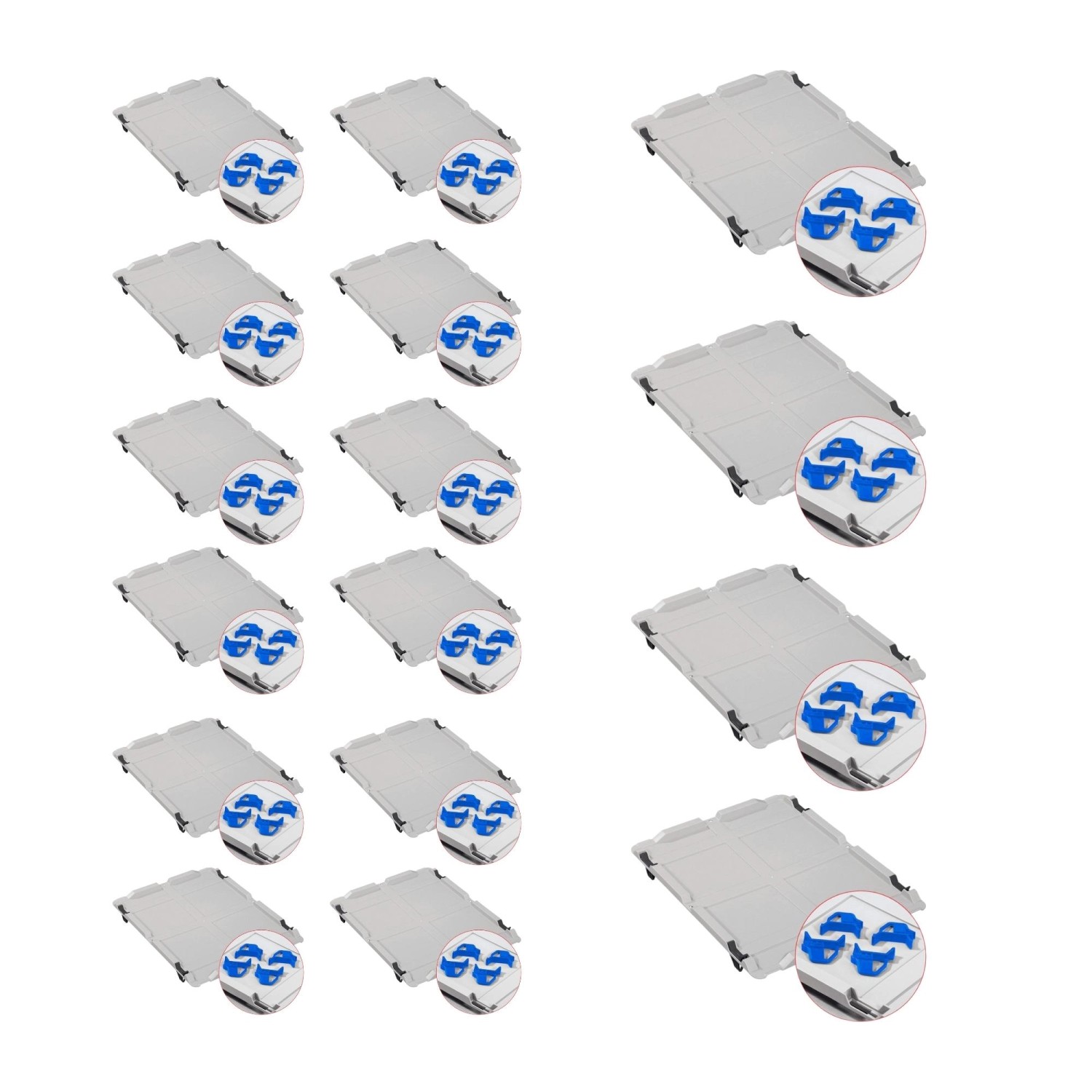 PROREGAL Spar Set: 16 Euroboxen mit Deckel & 4 Schnappverschlüssen, blau. Aufbewahrungsboxen für Industrie und Gewerbe.