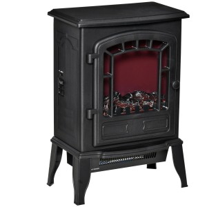 HOMCOM Elektrokamin Kunststoff Glas 39L x 24B x 56,5H cm Schwarz