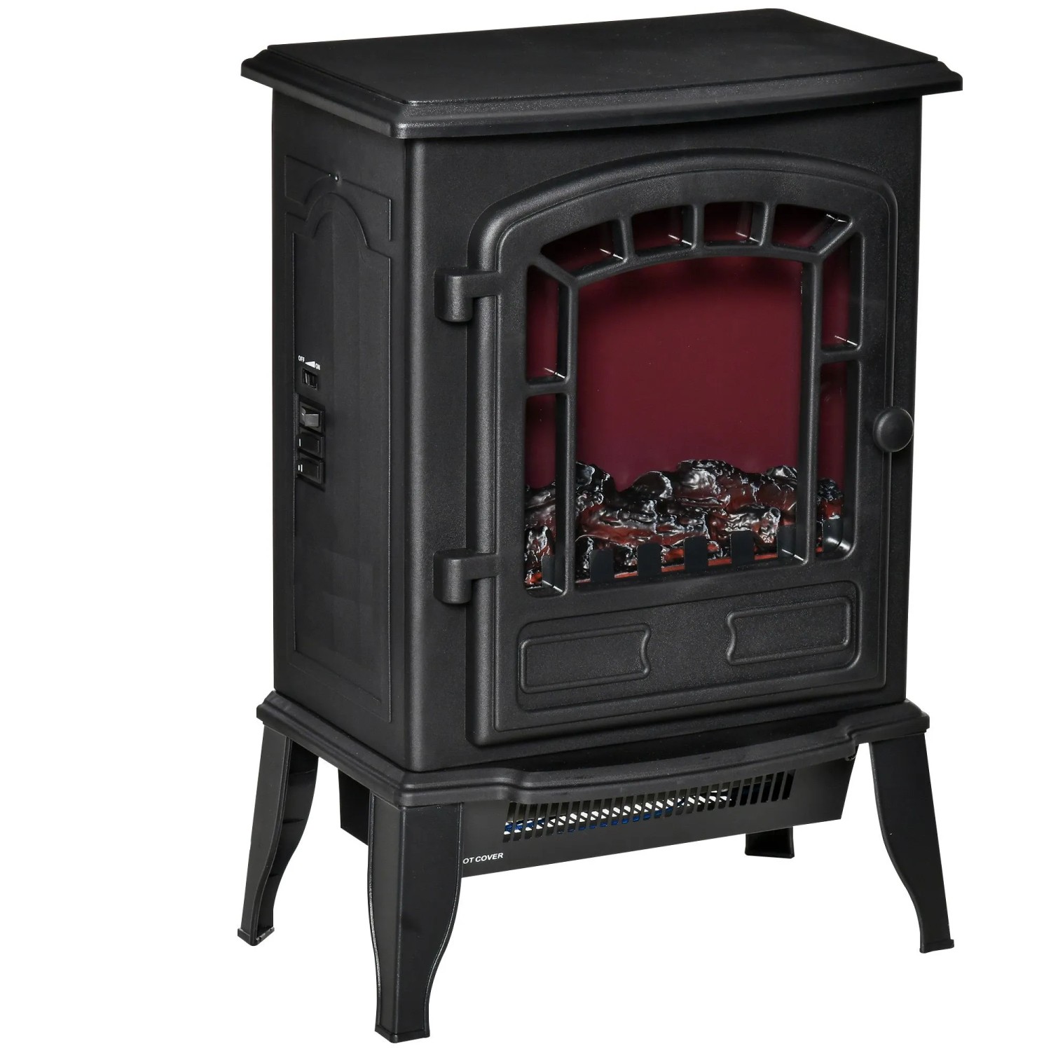 HOMCOM Elektrokamin Kunststoff Glas 39L x 24B x 56,5H cm Schwarz