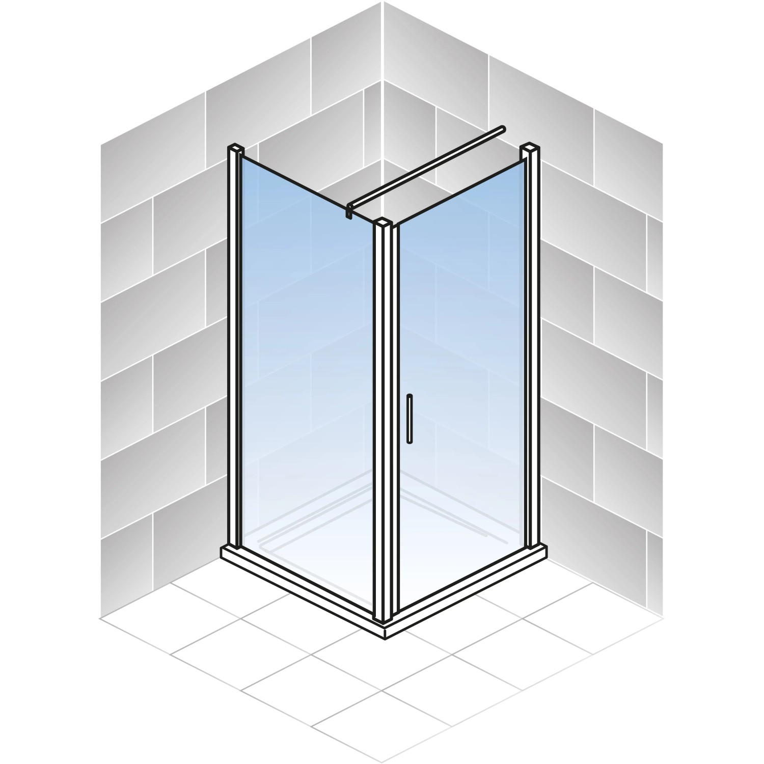 Schulte ExpressPlus Drehtür AlexaStyle2.0 mit Seitenwand, Alu-Natur, 90x90cm, Duschtür.
