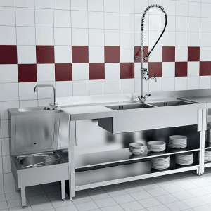 Delabie MBatt Einloch-Standmischer 45 l/min, schwenkbarer Auslauf L200, Zweigriff