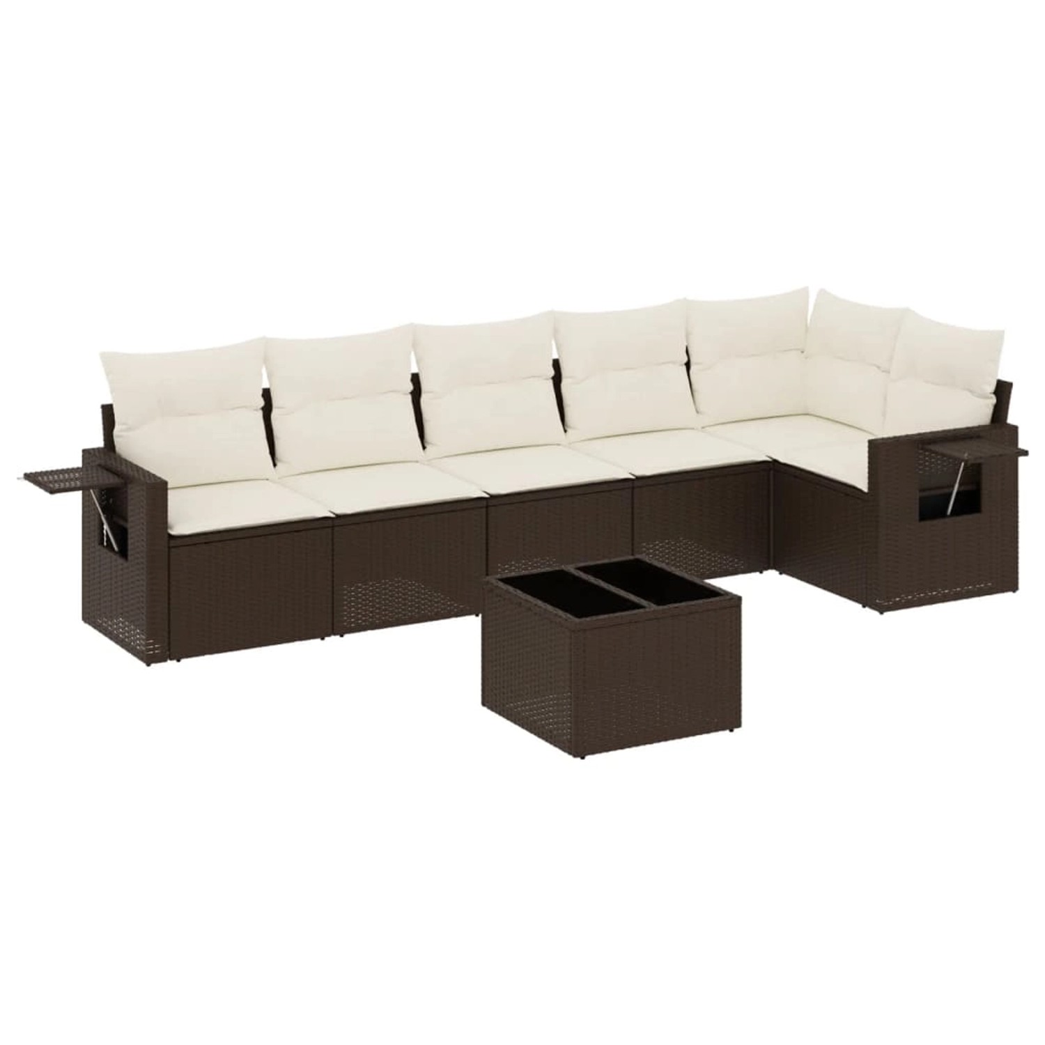 vidaXL 7-Tlg Garten-Sofagarnitur mit Kissen Braun Poly Rattan 3220202 günstig online kaufen
