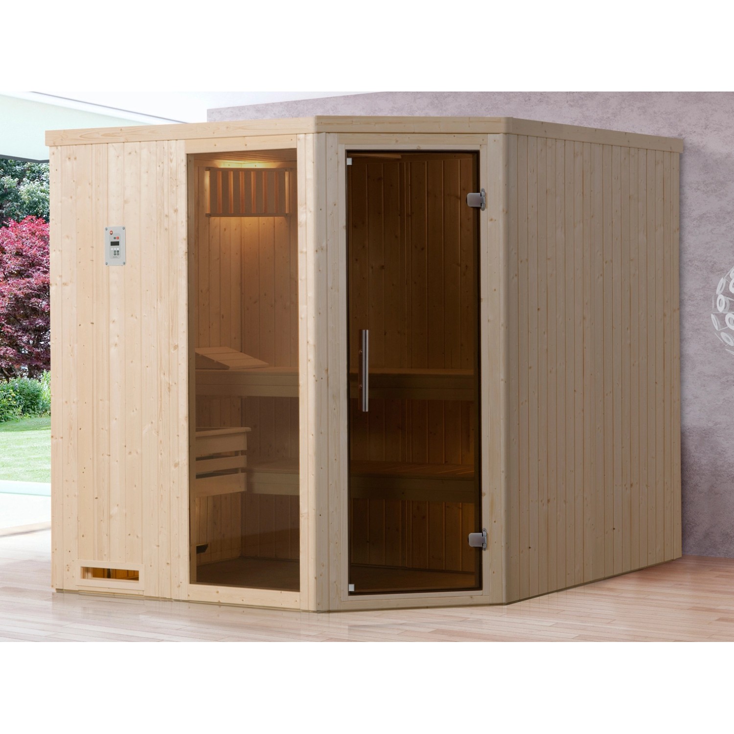 Weka Element-Ecksauna 508 BioS Set Gr. 4 mit Glastür und Fensterelement günstig online kaufen