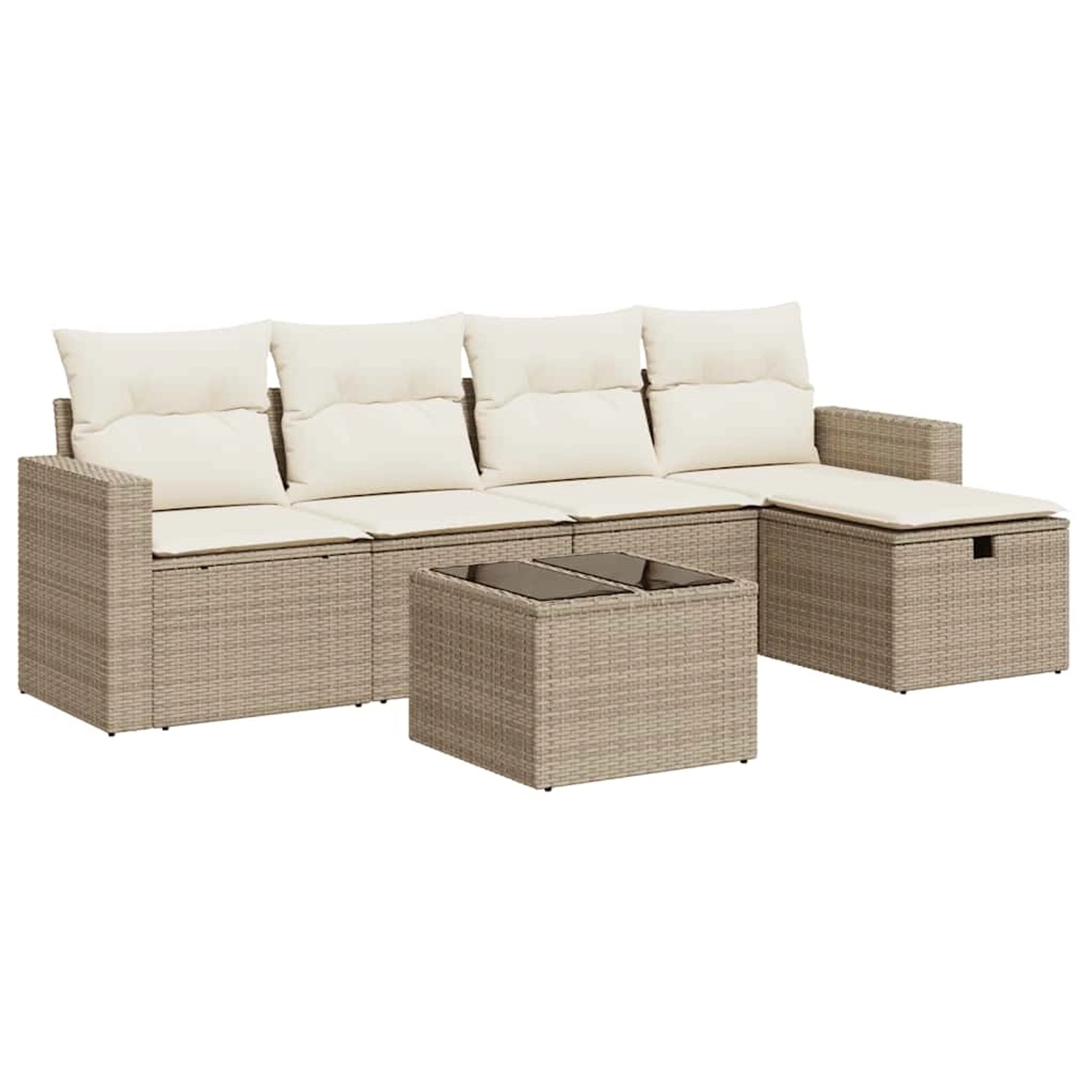vidaXL 6-Tlg Garten-Sofagarnitur mit Kissen Beige Poly Rattan 3325374 günstig online kaufen
