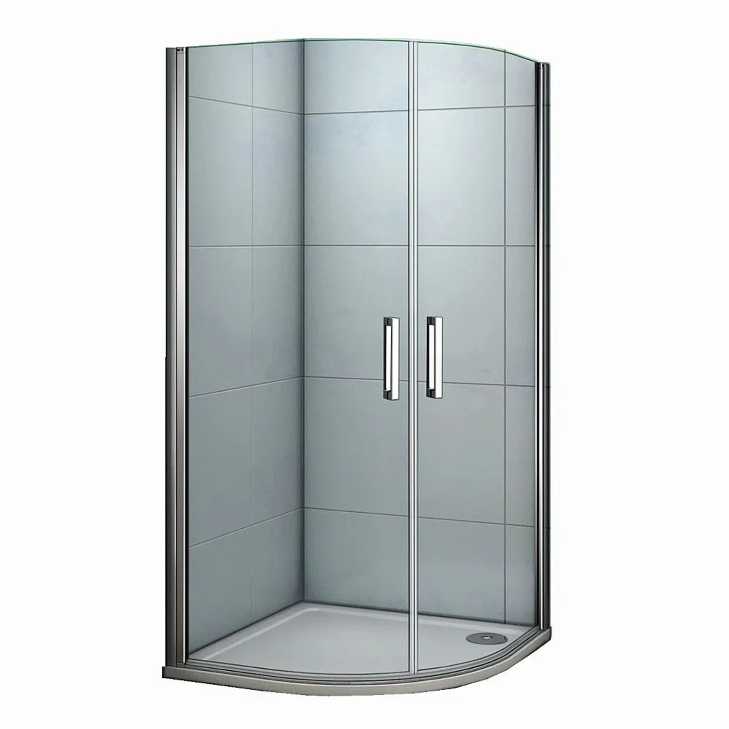 Duschparadies Runddusche Duschkabine Viertelkreis 80 x 80 x 195cm Duschtür 6mm ESG Schwingtür