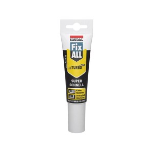 Soudal Fix All Turbo Kraftkleber, weiße Tube, ideal für schnelle Verklebungen.