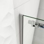 Detailaufnahme: AICA Duschkabine mit Schiebetür, 8mm ESG-Glas und Chromrahmen.