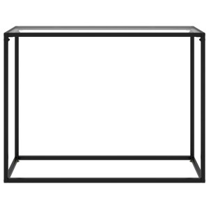 Transparenter vidaXL Konsolentisch aus Hartglas mit schwarzem Stahlgestell, 100x35x75 cm.