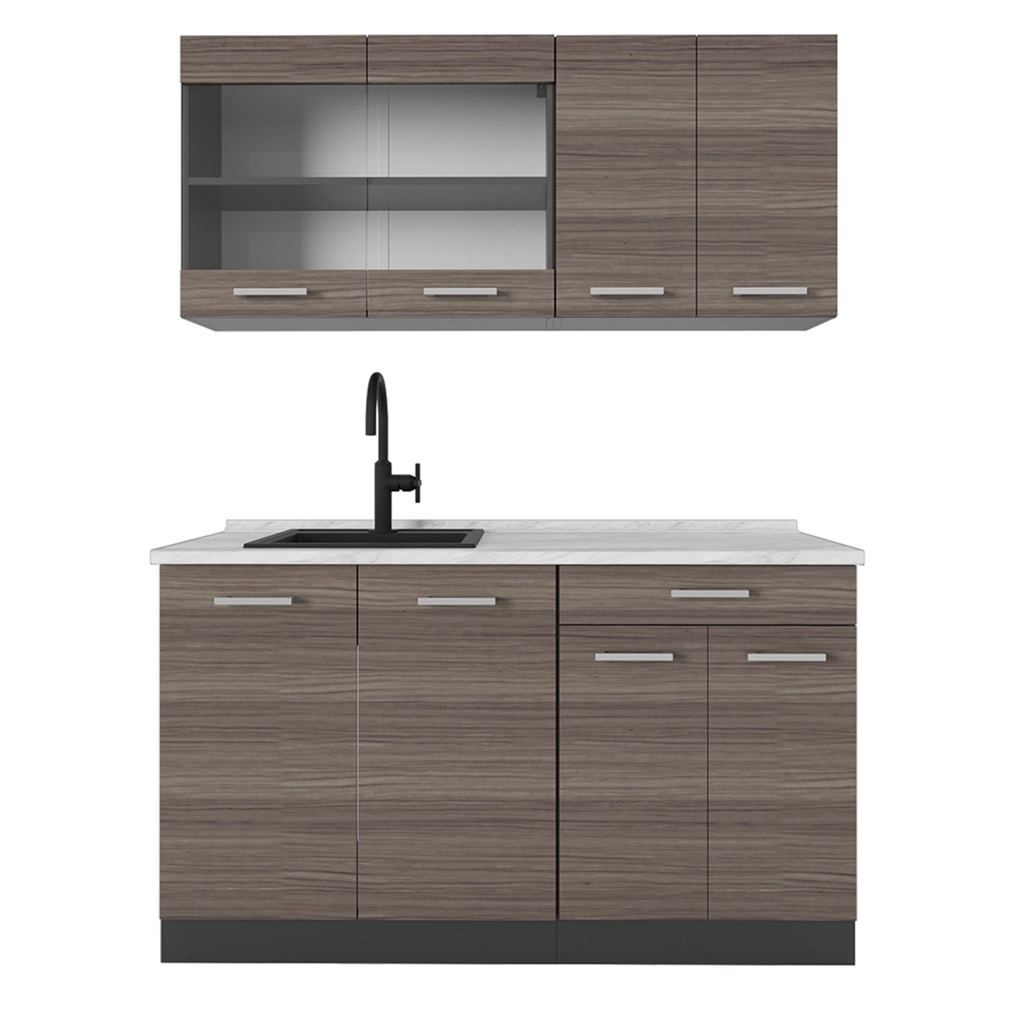Vicco R-Line Singleküche Edelgrau/Anthrazit 140 cm AP Marmor günstig online kaufen