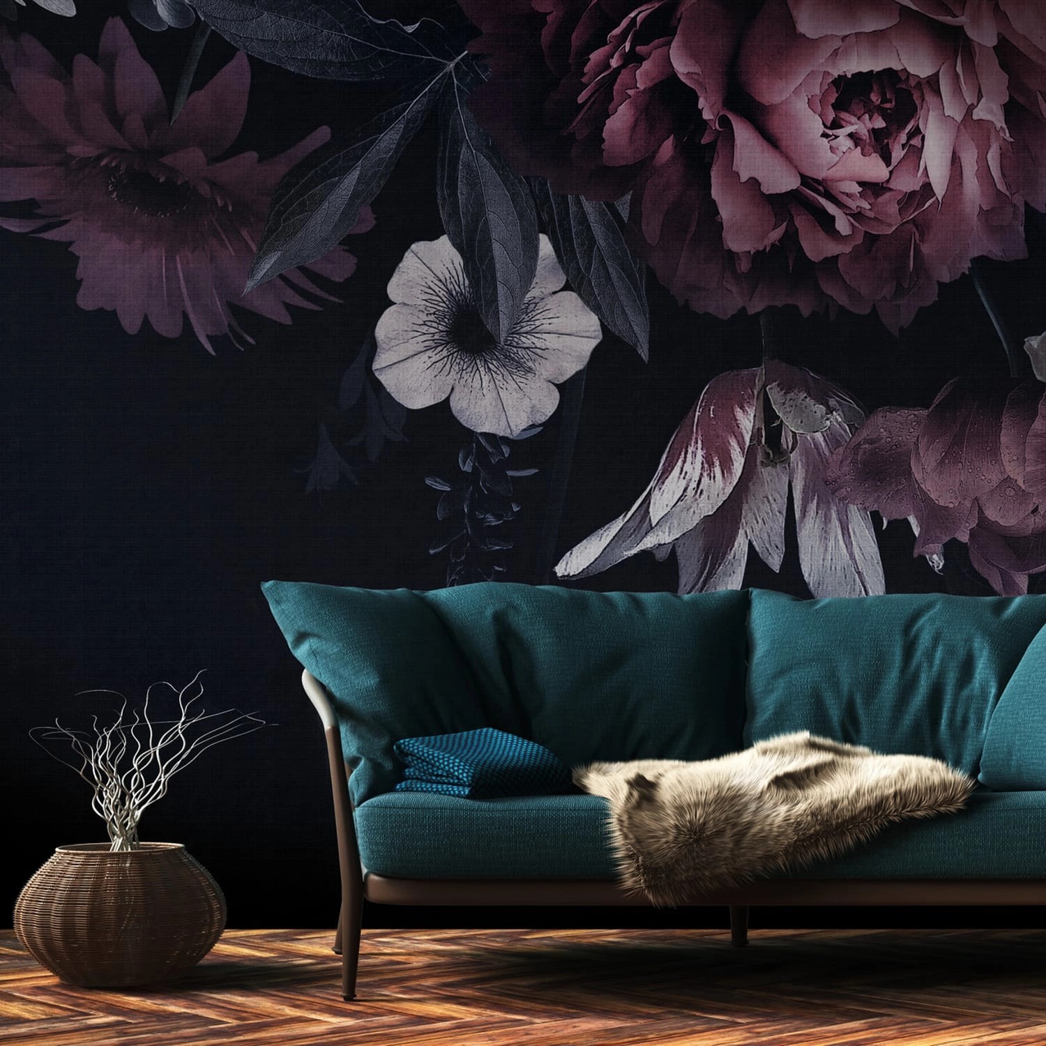 PROFHOME 382791-GU Fototapete Blumen Matt Schwarz Rot Weiß Grün 3,71 m x 2, günstig online kaufen