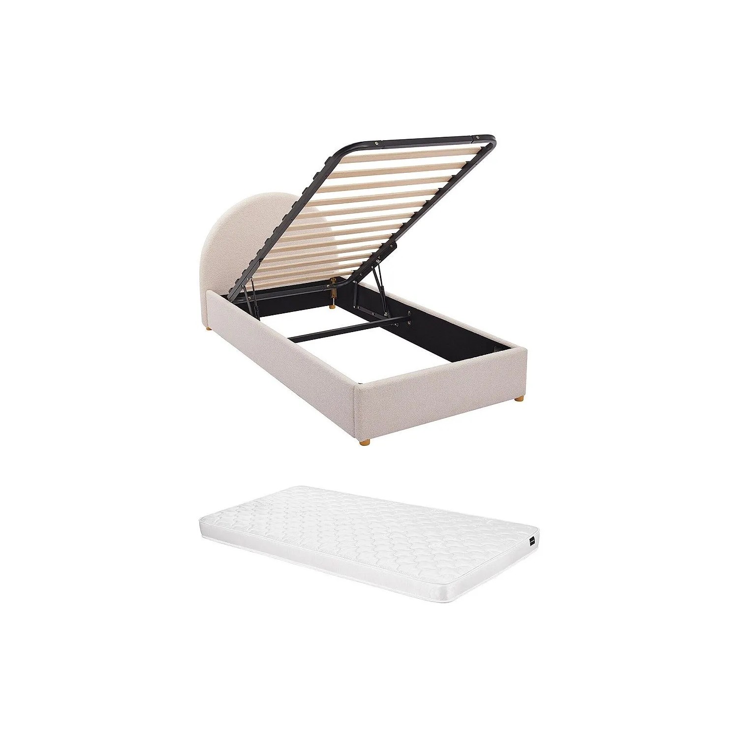 Vente-unique Bett Mit Bettkasten Lirimo Cremefarben 103 cm