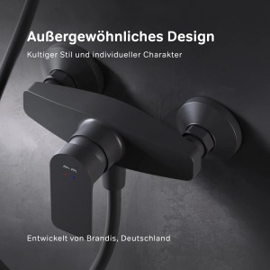 Schwarze AM.PM Einhebel Duscharmatur Flash FNA20022 aus Messing, Nahaufnahme.