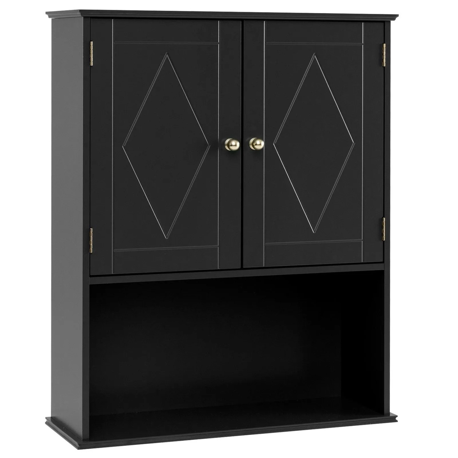 Costway Hängeschrank Bad Badezimmerschrank mit Verstellbarem Regal Schwarz