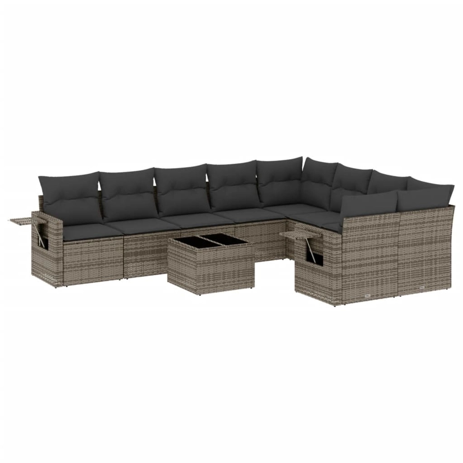 vidaXL 10-Tlg Garten-Sofagarnitur mit Kissen Grau Poly Rattan 3252987 günstig online kaufen
