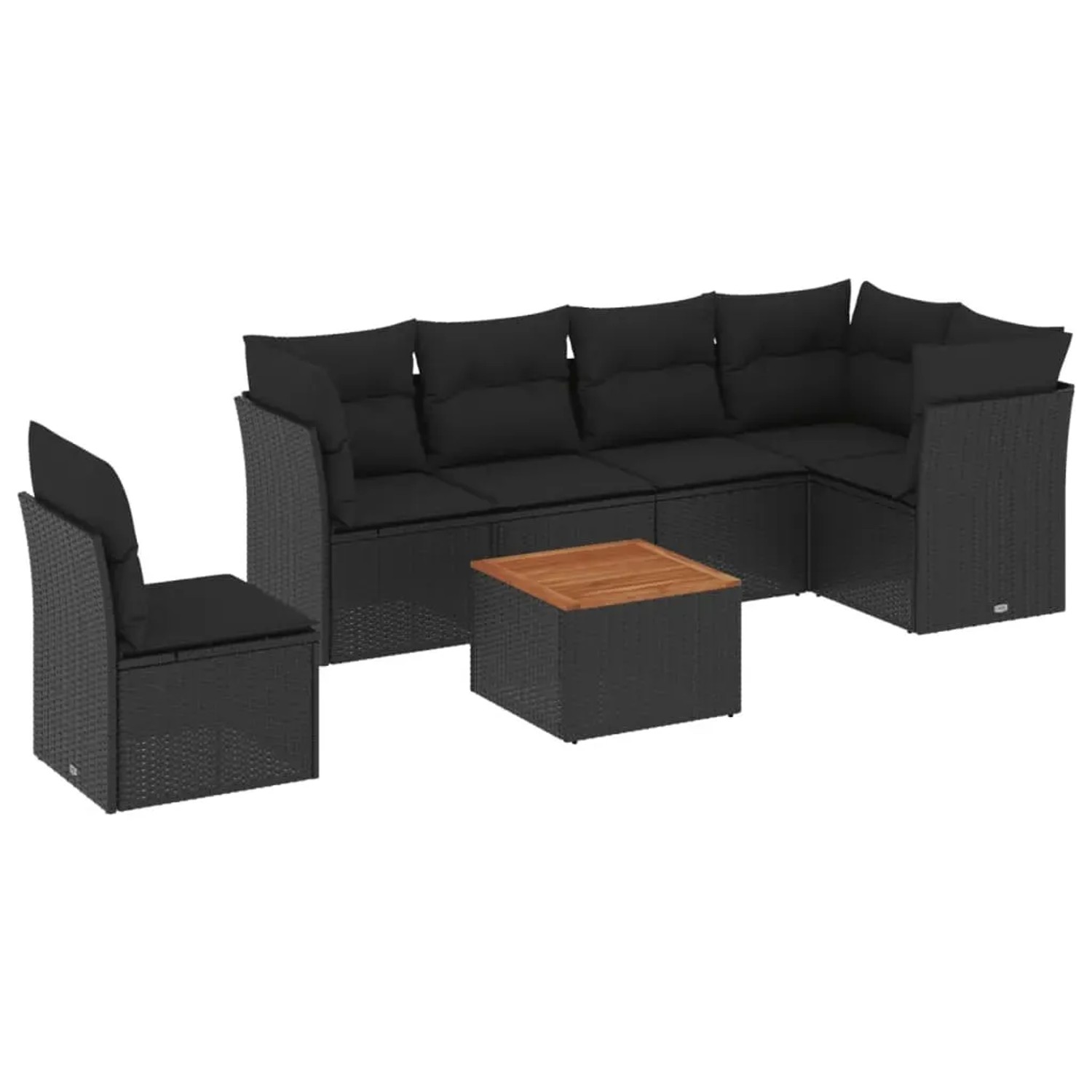vidaXL 7-Tlg Garten-Sofagarnitur mit Kissen Schwarz Poly Rattan 3255992 günstig online kaufen