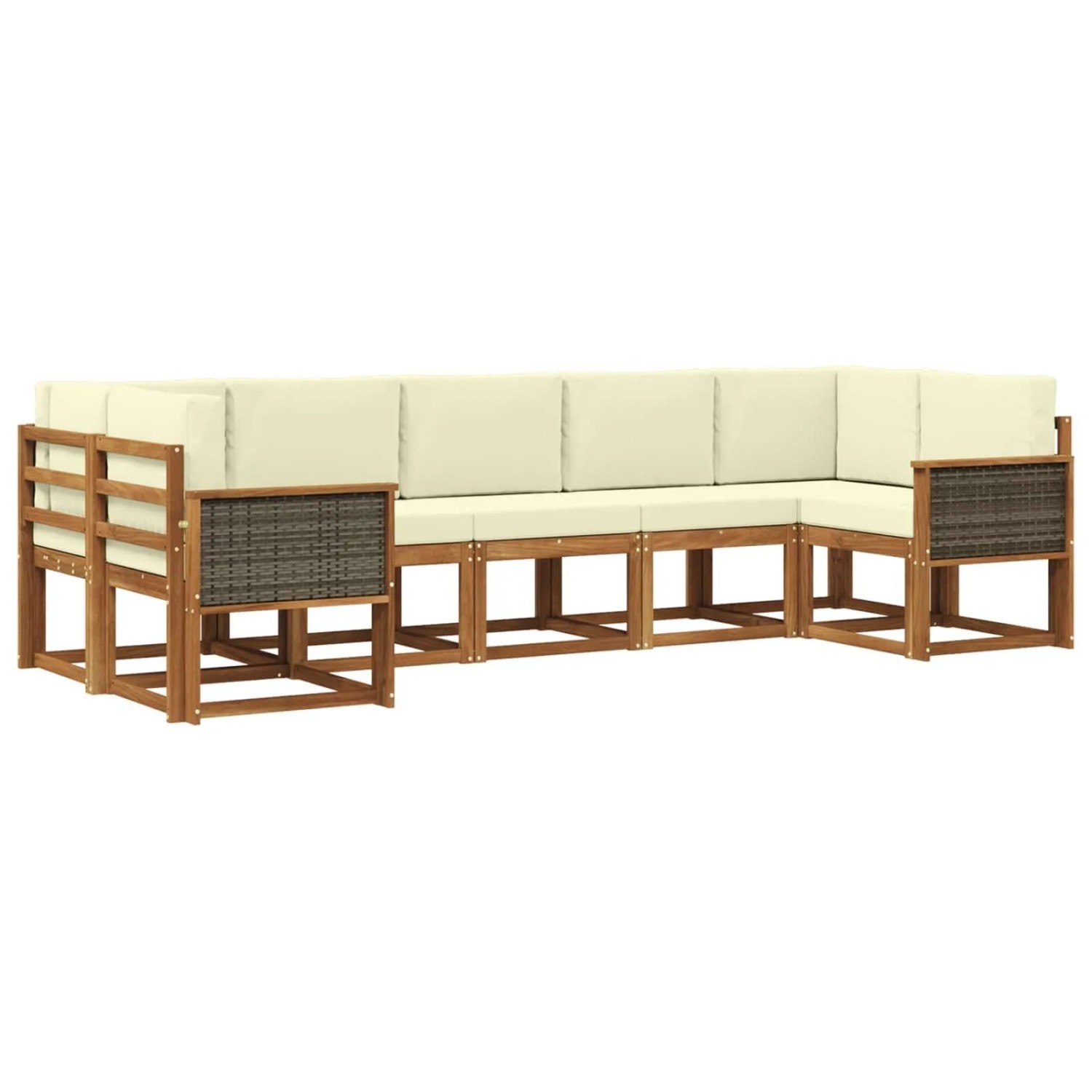 vidaXL Outdoor-Sofagarnitur 7 Stk Natur und Creme Massivholz Akazie 3385506