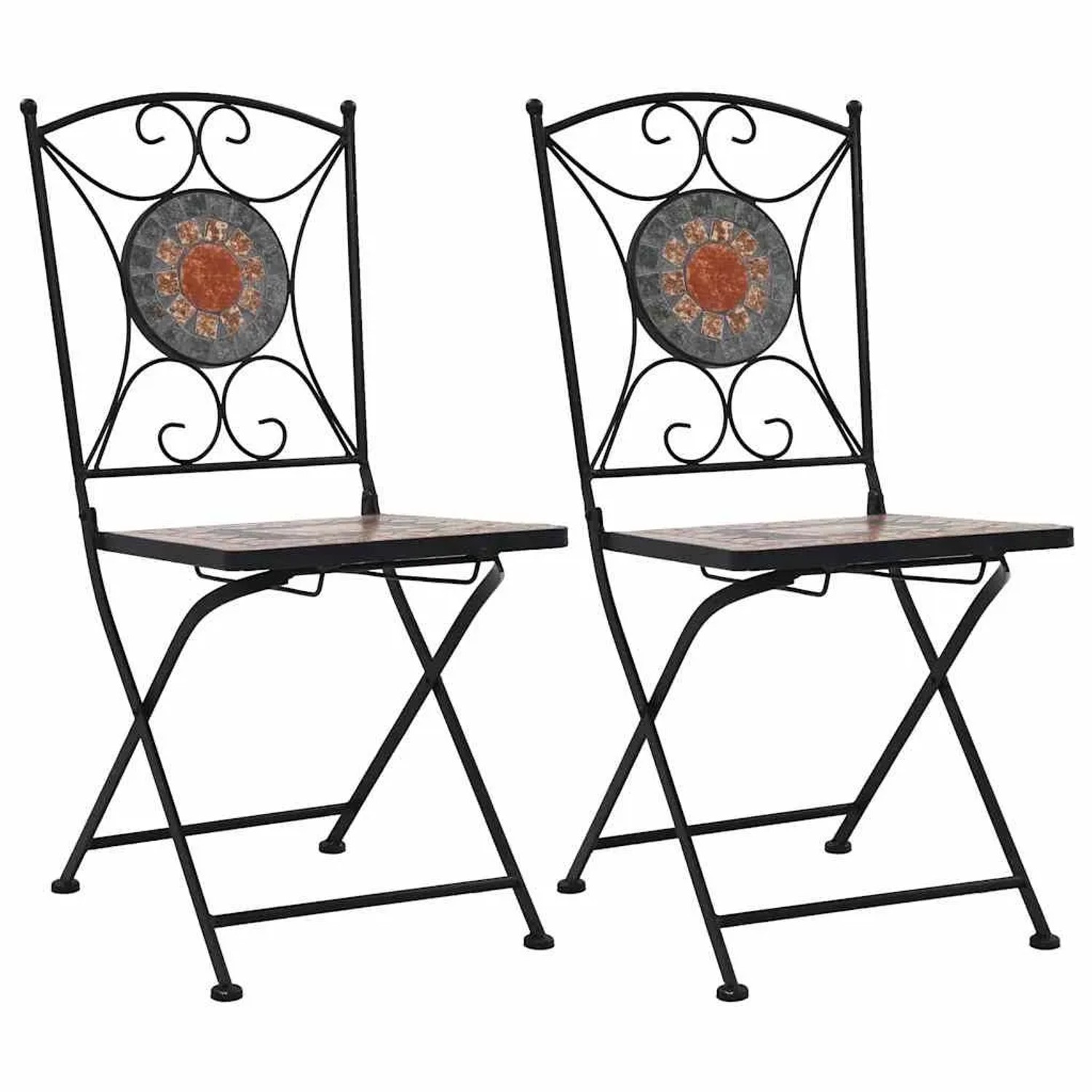 Furnicato Mosaik-bistrostühle 2 Stk Orange   Grau