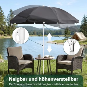 Sunula Sonnenschirm 160 cm Rund Für Balkon Garten Und Strand UV Schutz 50