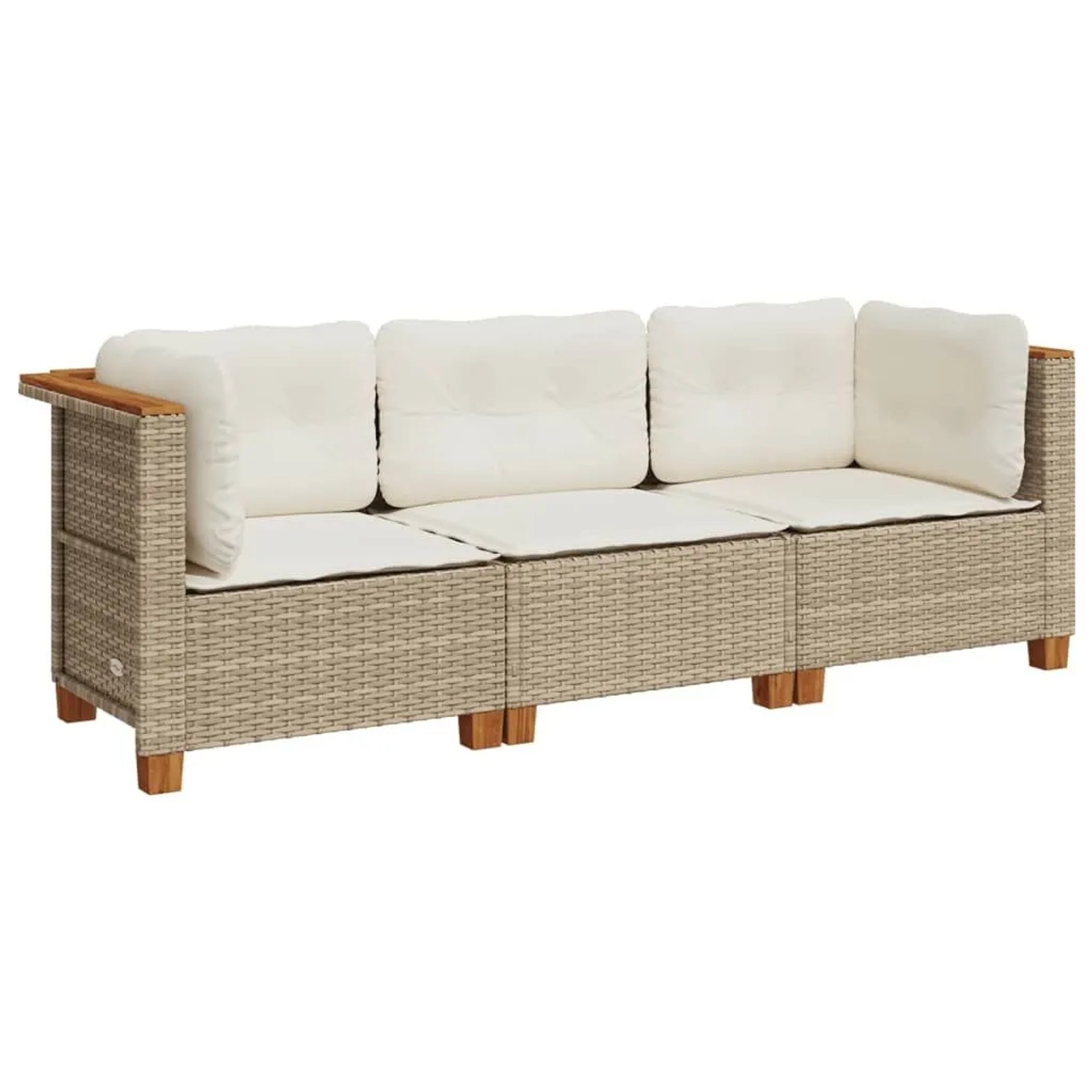 vidaXL Gartensofa mit Kissen 3-Sitzer Beige Poly Rattan 365919 günstig online kaufen