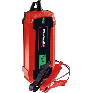 Einhell CE-BC 6 M Batterieladegerät für Auto, Motorrad mit LCD-Anzeige und Ladeklemmen.