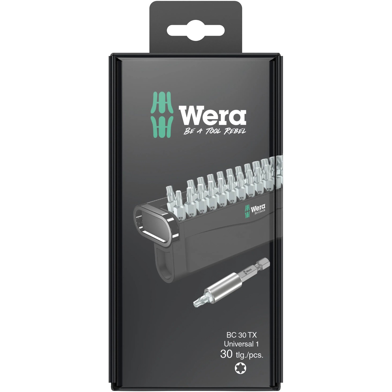 Wera Bitset Check Universal, 30-teilig. Kompaktes Set mit Bits und Halter für Schraubarbeiten.