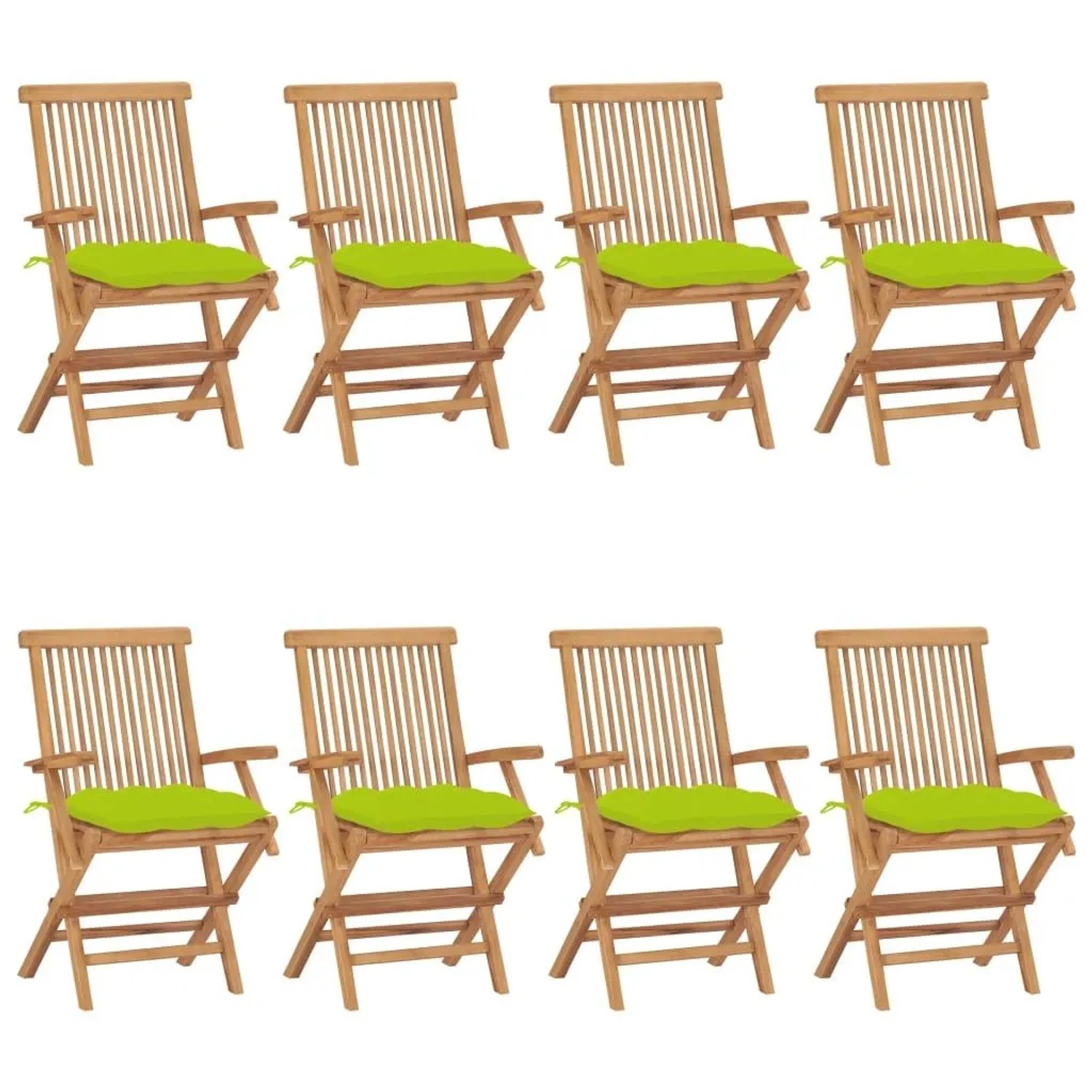 vidaXL Gartenstühle mit Hellgrünen Kissen 8 Stk Massivholz Teak 3072915 günstig online kaufen