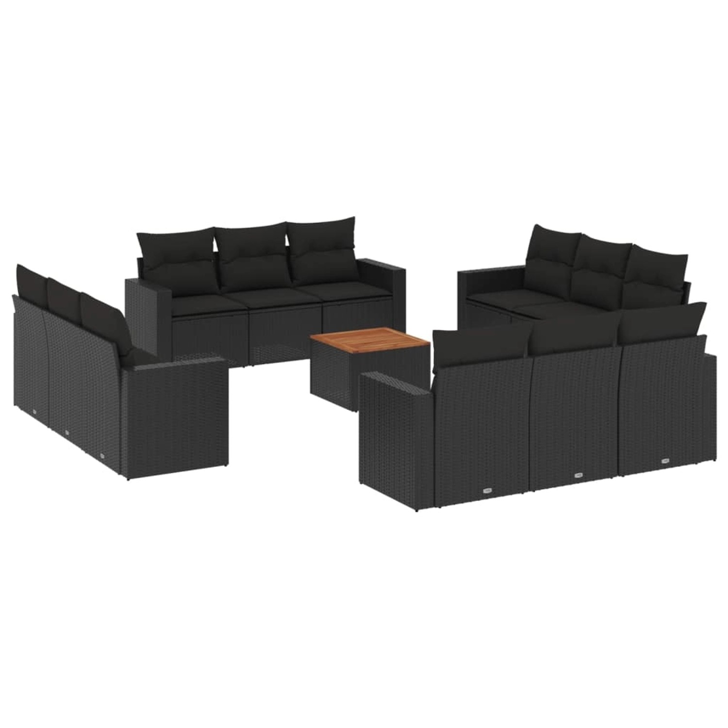 vidaXL 13-tlg Garten-Sofagarnitur mit Kissen Schwarz Poly Rattan Modell 50 günstig online kaufen