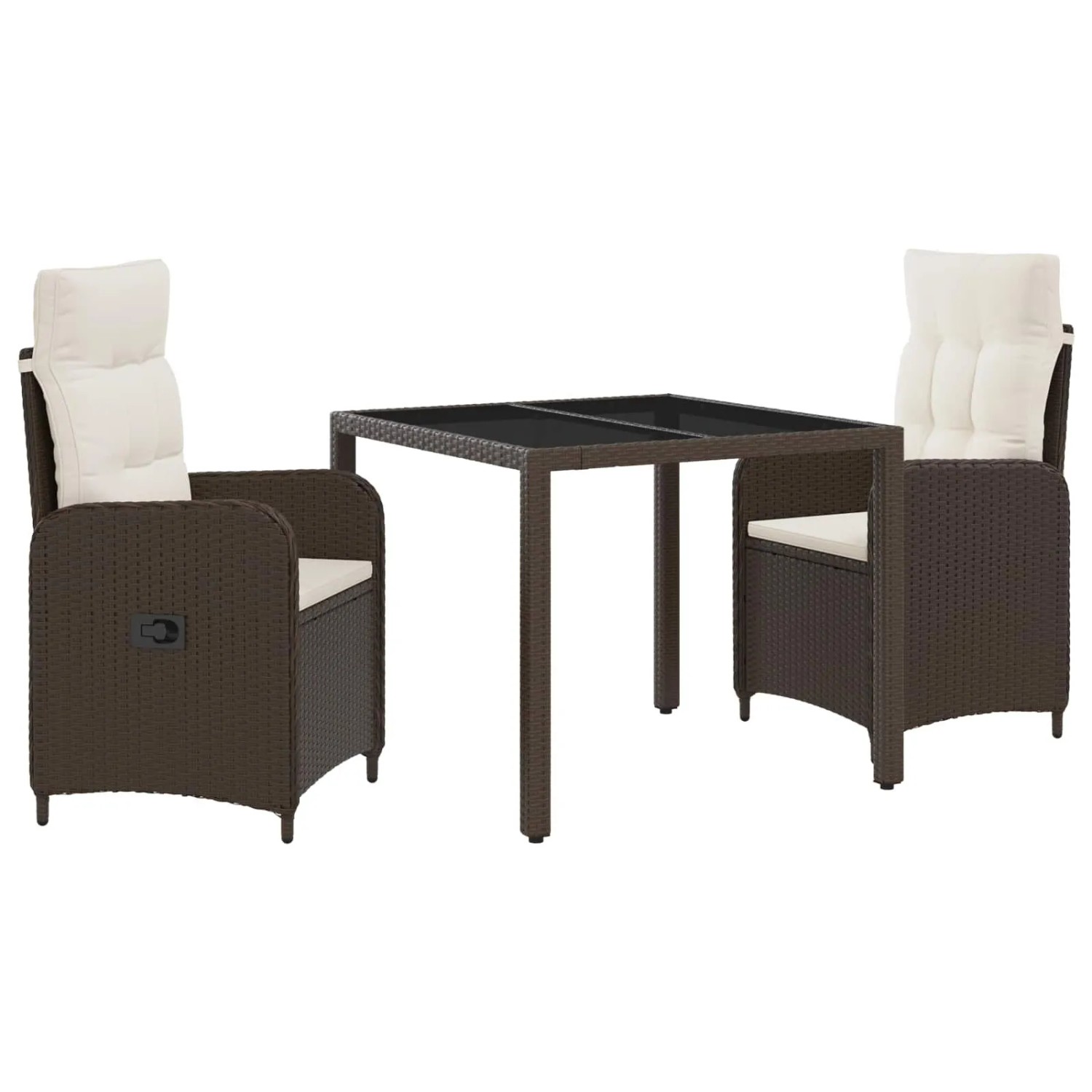 vidaXL Outdoortisch-Set 3 Stk Braun und Creme Weiß 90 x 90 x 75 cm 3422310
