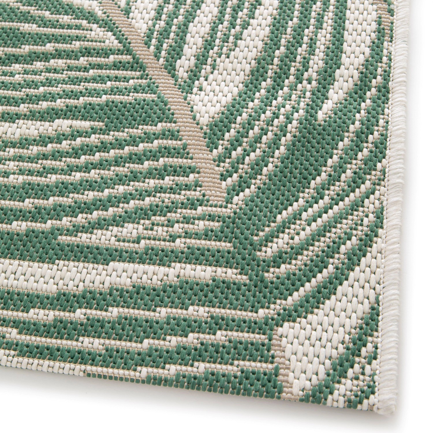 Detailaufnahme: Primaflor In- und Outdoorteppich Paradise Leaves, 200x290cm, Kurzflorteppich mit Blattmuster.