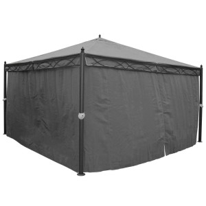 Graue MCW Seitenwand für Calpe Pergola, 4er-Set, 4x4m. Wind- und Sichtschutz für Terrassenüberdachung.